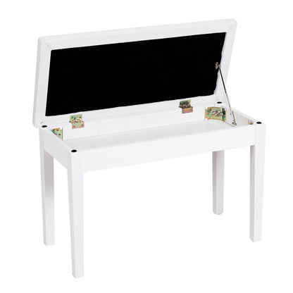 Comfortable PU Leather Piano Bench with Sturdy Solid Wood Base for Keyboard - White