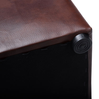 Compact Storage Pouffe Ottoman with Hinged Cover – Brown