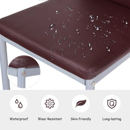 Set of 4 Elegant PVC Leather Dining Chairs with Modern Design - Brown