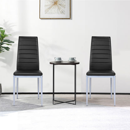 Set of 4 Elegant PVC Leather Dining Chairs with Modern Design - Black