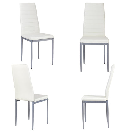 Set of 4 Elegant PVC Leather Dining Chairs with Modern Design - White