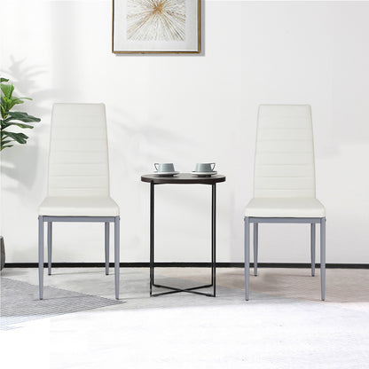 Set of 4 Elegant PVC Leather Dining Chairs with Modern Design - White
