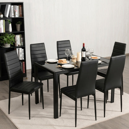 Set of 6 Modern High Back Dining Chairs with Comfortable Padded Seats