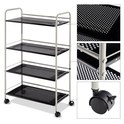 Metal Utility Storage Cart with Wheels and 4 Tier Shelves for Kitchen Bathroom Office – 23.5 Inch