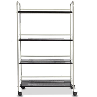 Metal Utility Storage Cart with Wheels and 4 Tier Shelves for Kitchen Bathroom Office – 23.5 Inch