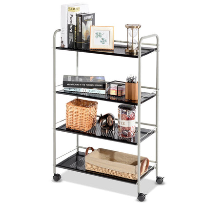 Metal Utility Storage Cart with Wheels and 4 Tier Shelves for Kitchen Bathroom Office – 23.5 Inch