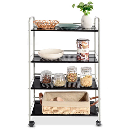 Metal Utility Storage Cart with Wheels and 4 Tier Shelves for Kitchen Bathroom Office – 23.5 Inch