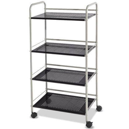 Metal Utility Storage Cart with Wheels and 4 Tier Shelves for Kitchen Bathroom Office – 19.5 Inch