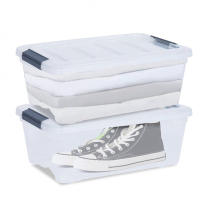 12 Pack Transparent Latch Storage Bins - 156 Quart Stackable Plastic Storage Tubs with Secure Lids for Organizing Home, Office, and Garage