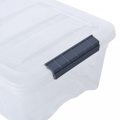 12 Pack Transparent Latch Storage Bins - 156 Quart Stackable Plastic Storage Tubs with Secure Lids for Organizing Home, Office, and Garage