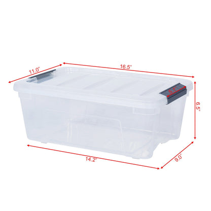 12 Pack Transparent Latch Storage Bins - 156 Quart Stackable Plastic Storage Tubs with Secure Lids for Organizing Home, Office, and Garage