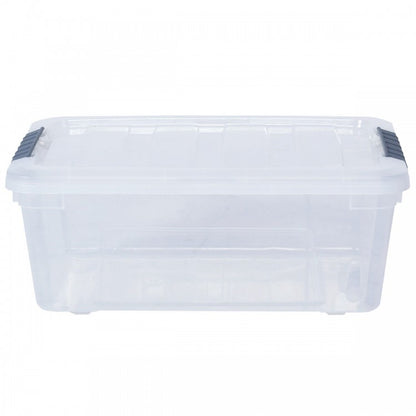 12 Pack Transparent Latch Storage Bins - 156 Quart Stackable Plastic Storage Tubs with Secure Lids for Organizing Home, Office, and Garage