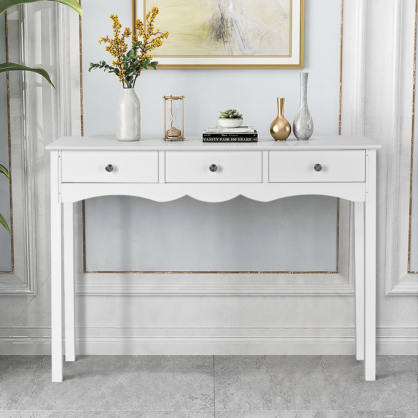 Elegant 3-Drawer Console Table for Entryway, Hallway, or Living Room – White Finish