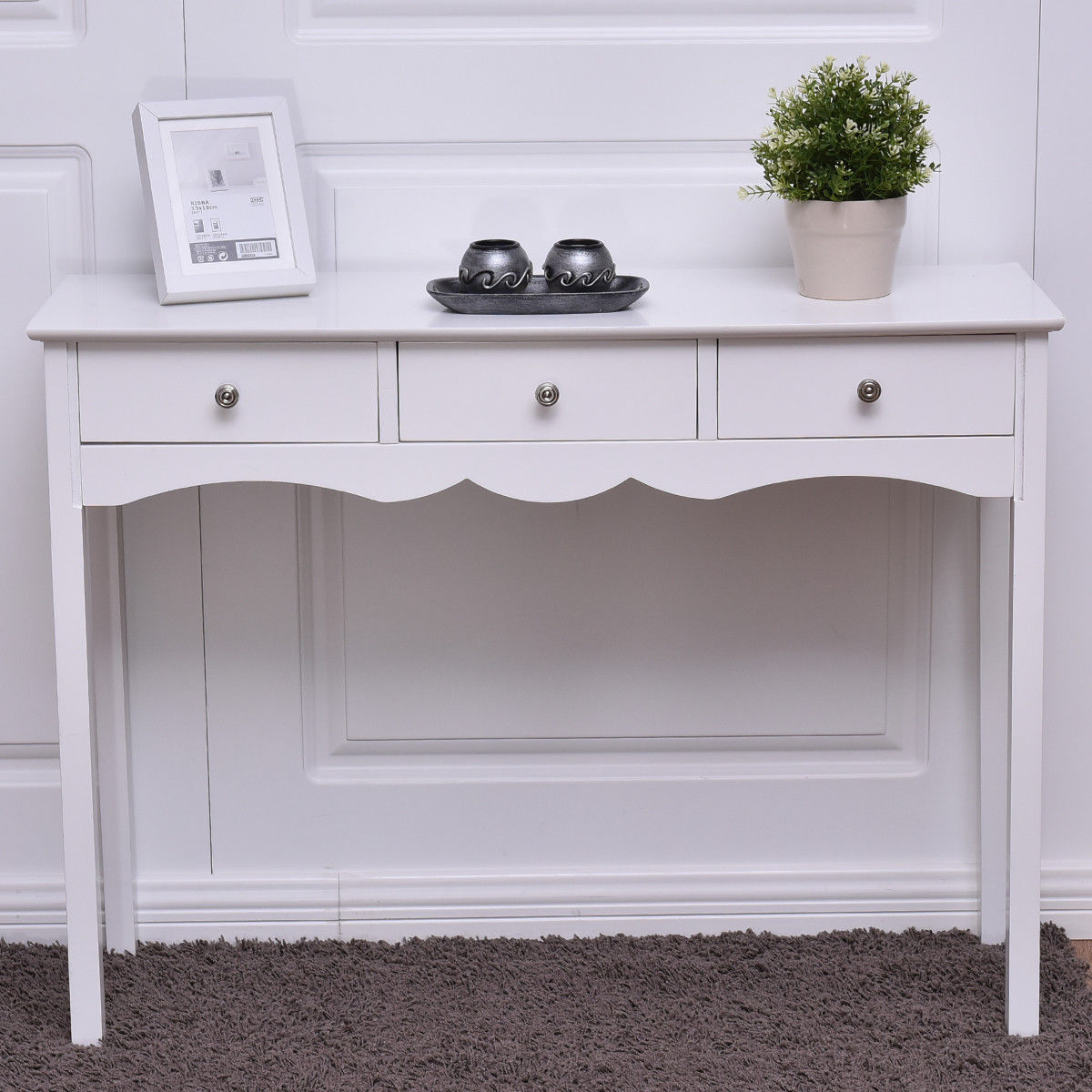Elegant 3-Drawer Console Table for Entryway, Hallway, or Living Room – White Finish