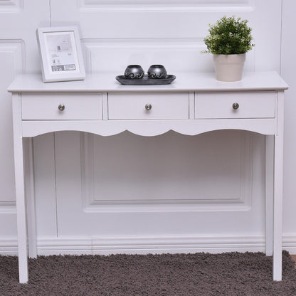 Elegant 3-Drawer Console Table for Entryway, Hallway, or Living Room – White Finish