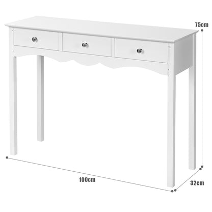 Elegant 3-Drawer Console Table for Entryway, Hallway, or Living Room – White Finish