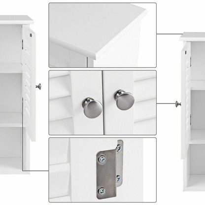 Modern Wall-Mounted Bathroom Cabinet with Louvered Doors and Storage Shelf