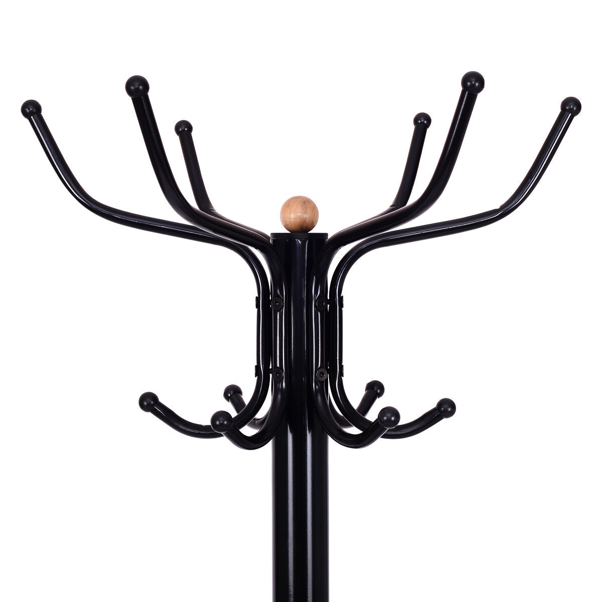 Freestanding Vintage Metal Coat Rack with Hat Hooks and Umbrella Holder