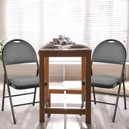 Set of 6 Portable Folding Chairs with Padded Seats for Office Kitchen Dining - Black