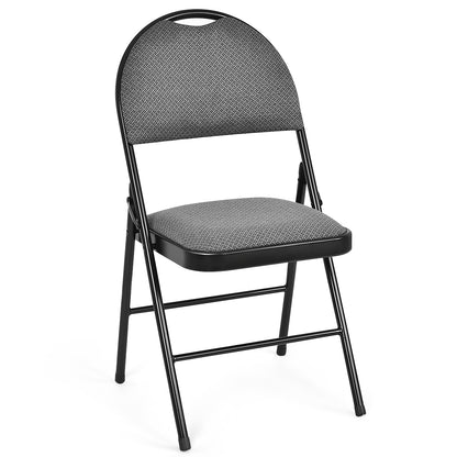 Set of 6 Portable Folding Chairs with Padded Seats for Office Kitchen Dining - Black