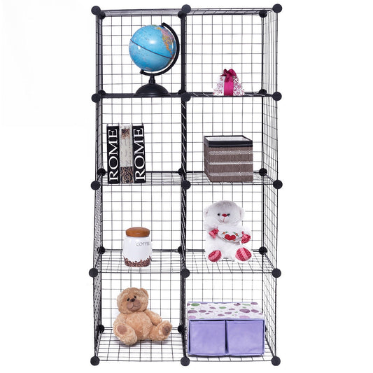 Modular 8-Cube Wire Storage Shelf – Interlocking DIY Grid Organizer for Home, Office, and Dorm