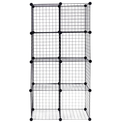 Modular 8-Cube Wire Storage Shelf – Interlocking DIY Grid Organizer for Home, Office, and Dorm