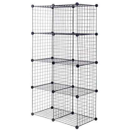 Modular 8-Cube Wire Storage Shelf – Interlocking DIY Grid Organizer for Home, Office, and Dorm