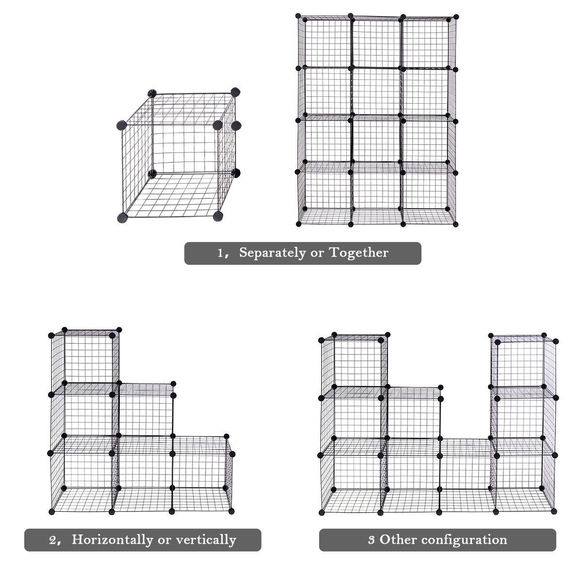 Modular 8-Cube Wire Storage Shelf – Interlocking DIY Grid Organizer for Home, Office, and Dorm