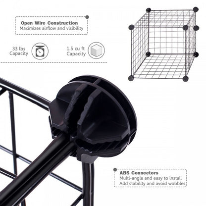 Modular 8-Cube Wire Storage Shelf – Interlocking DIY Grid Organizer for Home, Office, and Dorm