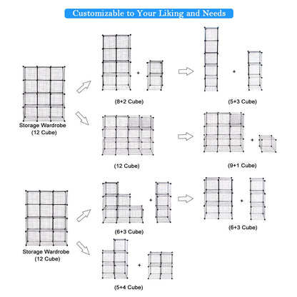 Modular 8-Cube Wire Storage Shelf – Interlocking DIY Grid Organizer for Home, Office, and Dorm