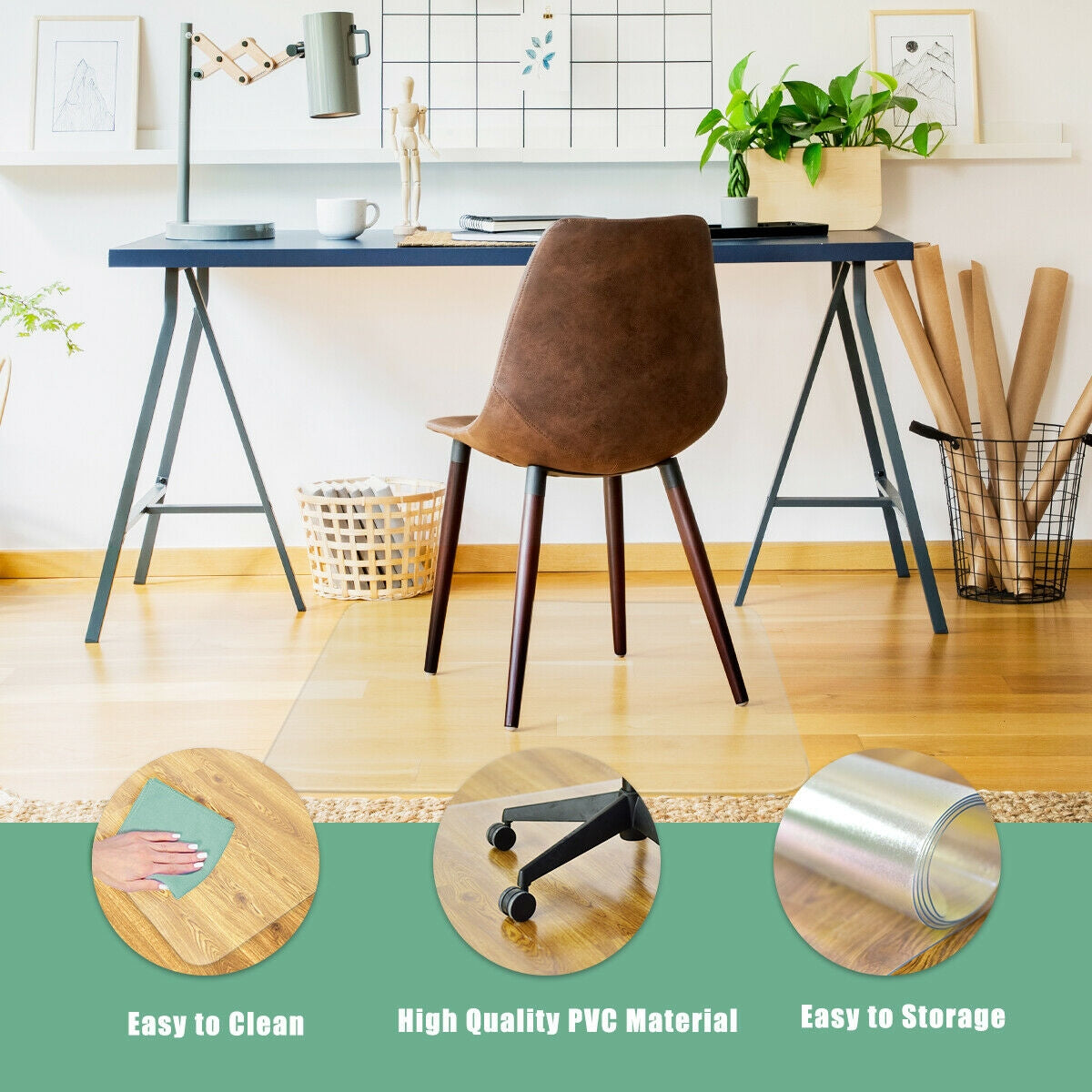 Premium 47" x 47" Transparent PVC Chair Mat – Perfect for Hardwood & Tile Floors