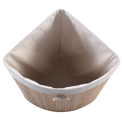 Corner Space Bamboo Laundry Basket with PU Leather Handles