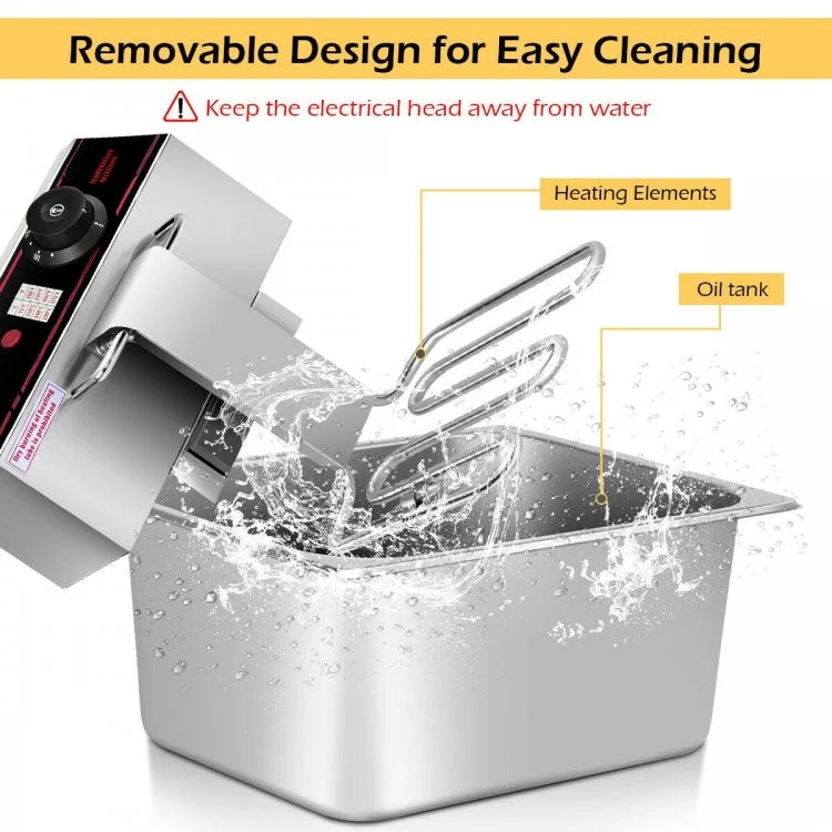 Powerful 3400W Dual Tank Electric Countertop Fryer for High Efficiency Frying
