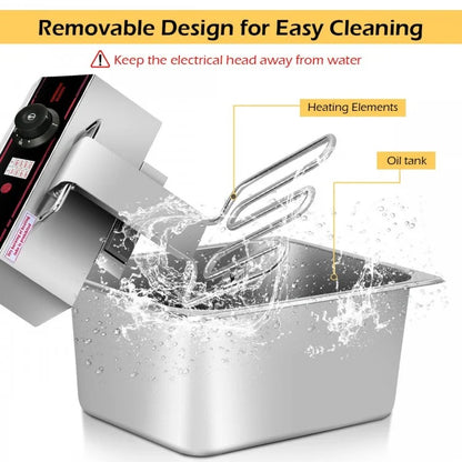 Powerful 3400W Dual Tank Electric Countertop Fryer for High Efficiency Frying