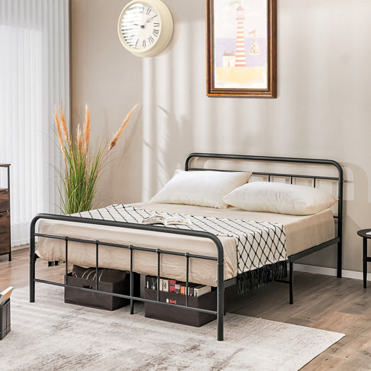 Sturdy Heavy Duty Metal Platform Bed Frame with Elegant Headboard - Full Size