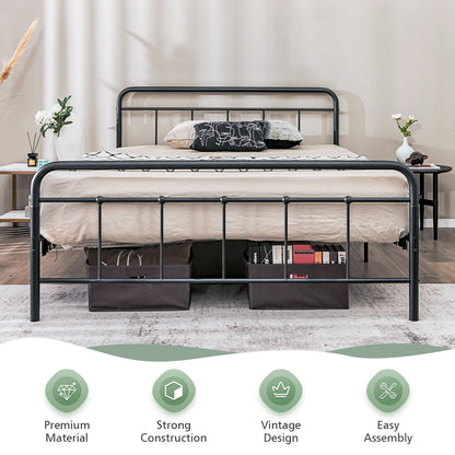 Sturdy Heavy Duty Metal Platform Bed Frame with Elegant Headboard - Full Size