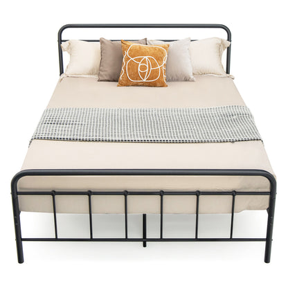 Sturdy Heavy Duty Metal Platform Bed Frame with Elegant Headboard - Queen Size