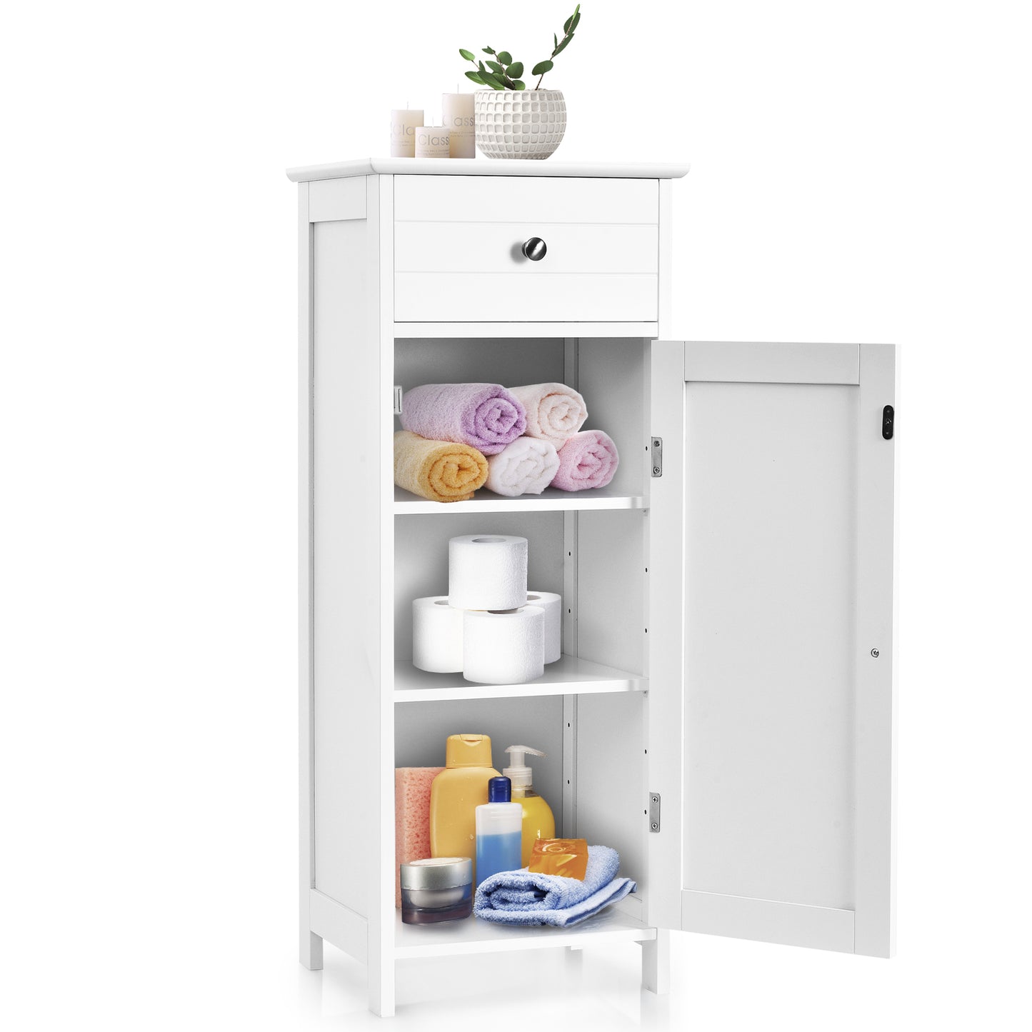 Multi Functional Freestanding Storage Cabinet with Adjustable Shelves
