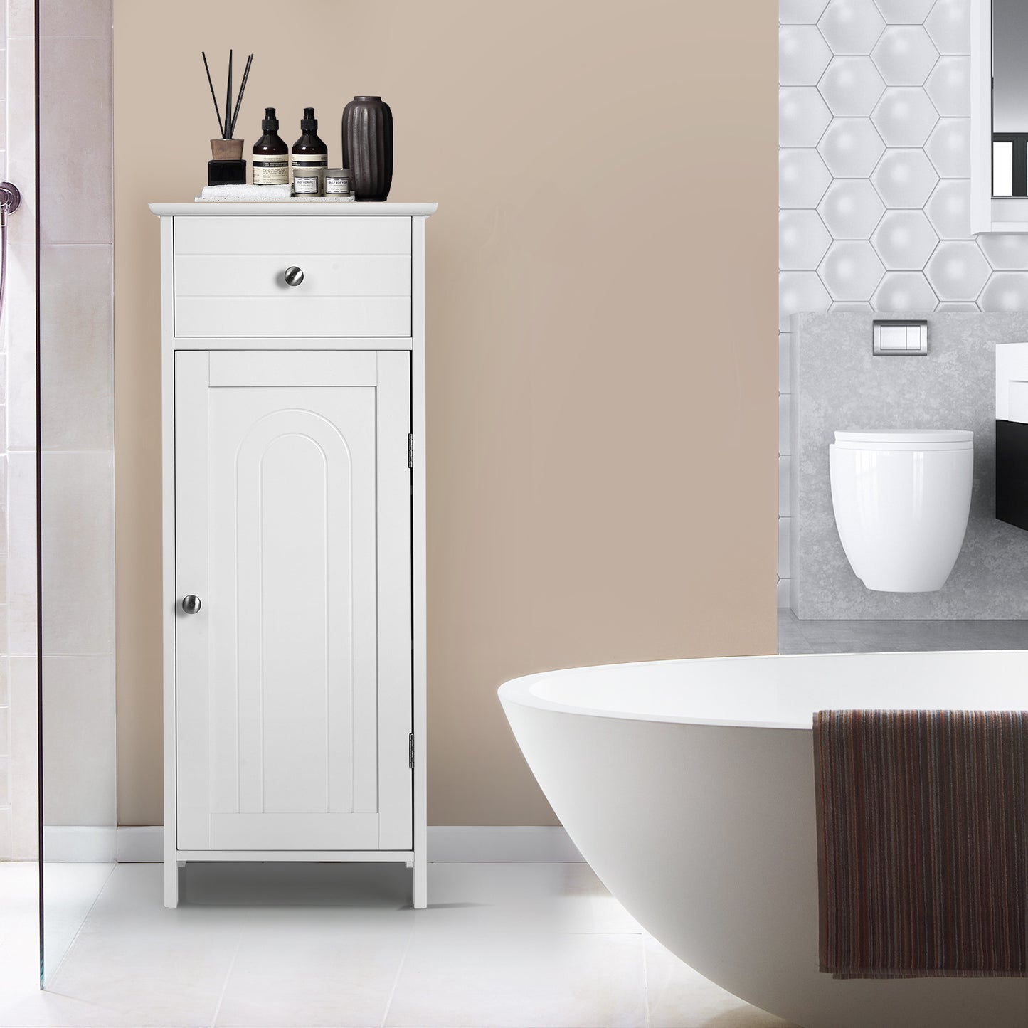 Multi Functional Freestanding Storage Cabinet with Adjustable Shelves