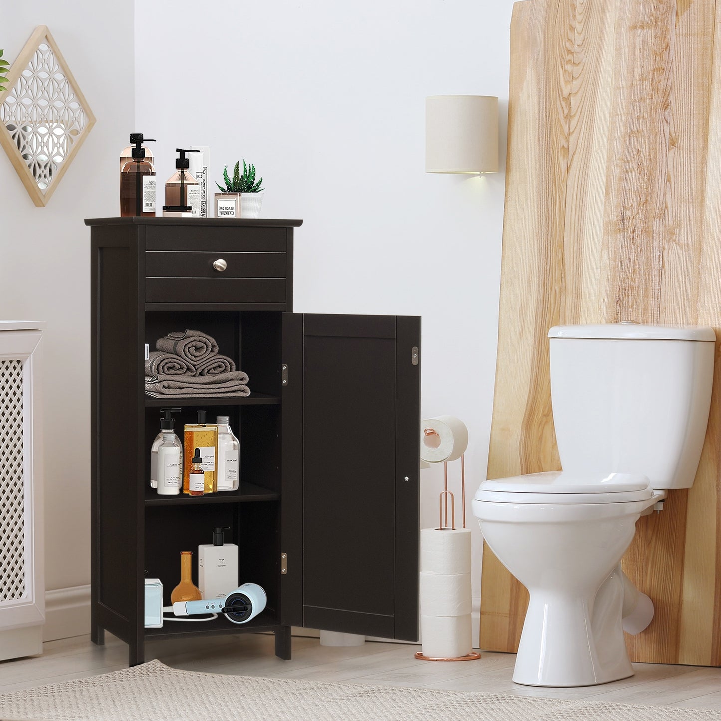 Multi Functional Freestanding Storage Cabinet with Adjustable Shelves
