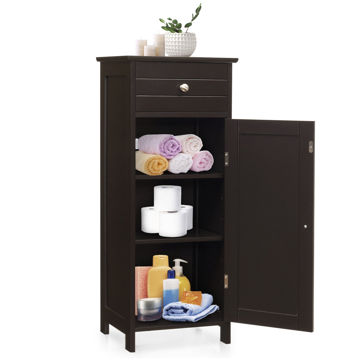 Multi Functional Freestanding Storage Cabinet with Adjustable Shelves