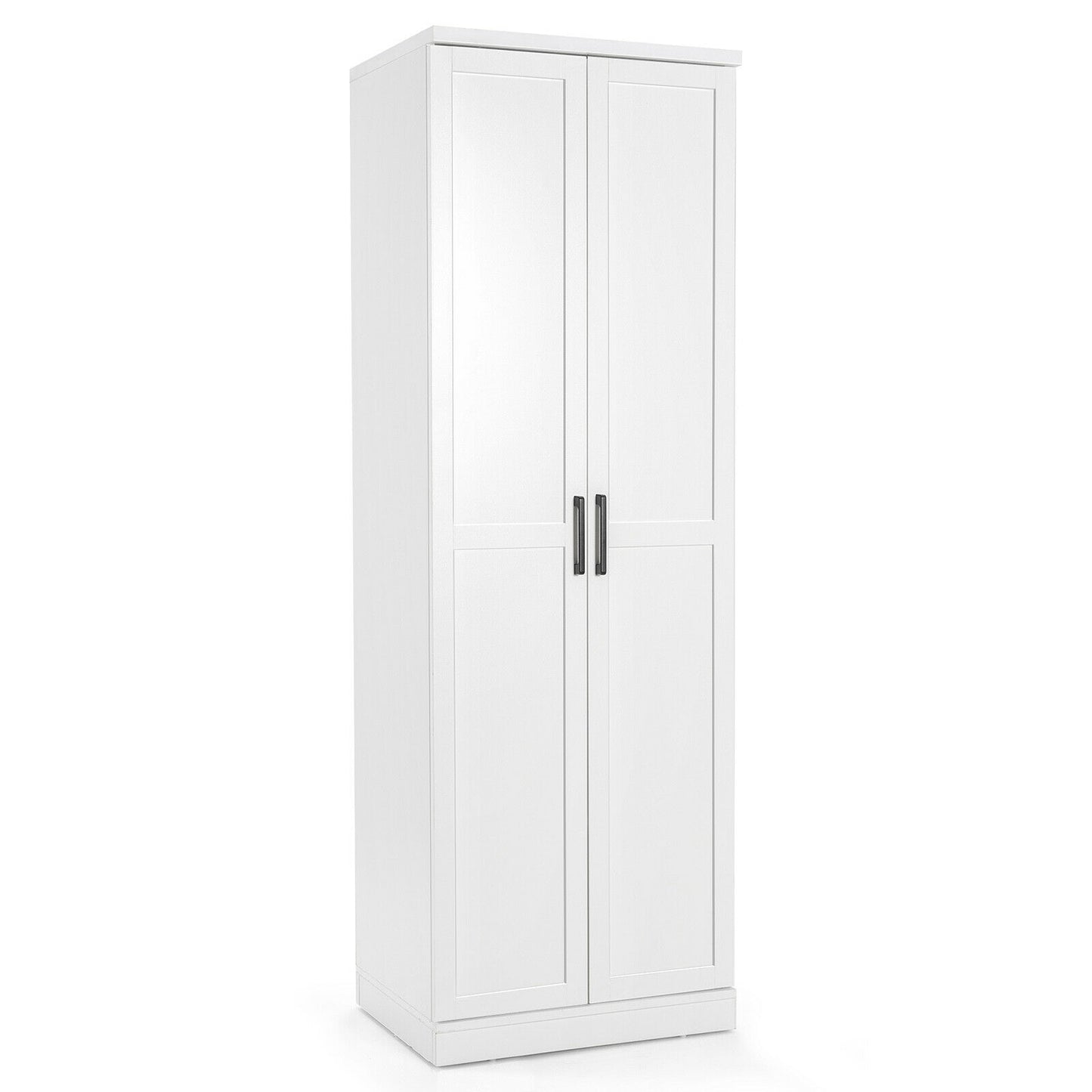 70 Inch Freestanding Storage Cabinet with Adjustable Shelves and Double Doors - White