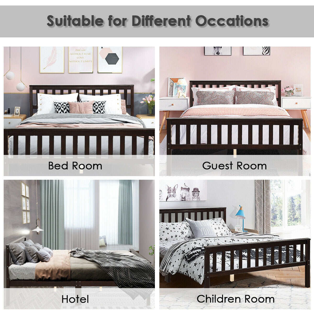 Premium Solid Wood Platform Bed with Elegant Headboard and Footboard - Full Size