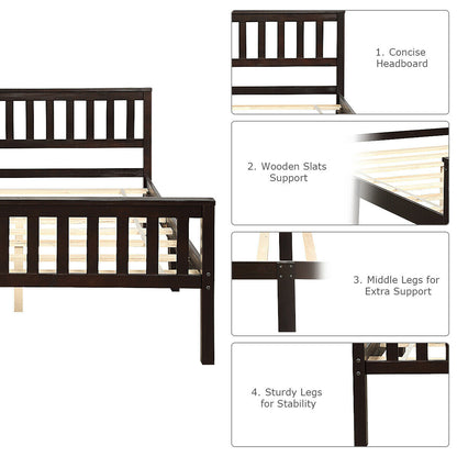 Premium Solid Wood Platform Bed with Elegant Headboard and Footboard - Full Size