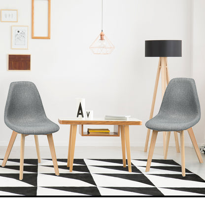 Modern Dining Chairs with Fabric Cushions and Wooden Legs, Set of 2