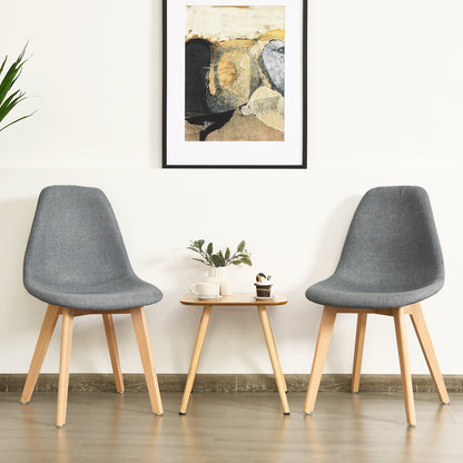 Modern Dining Chairs with Fabric Cushions and Wooden Legs, Set of 2