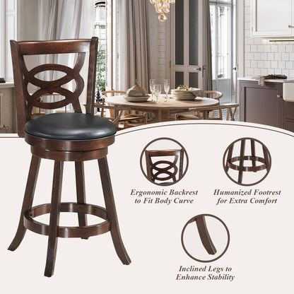24 Inch Swivel Counter Height Dining Chair with Upholstered Cushion Seat
