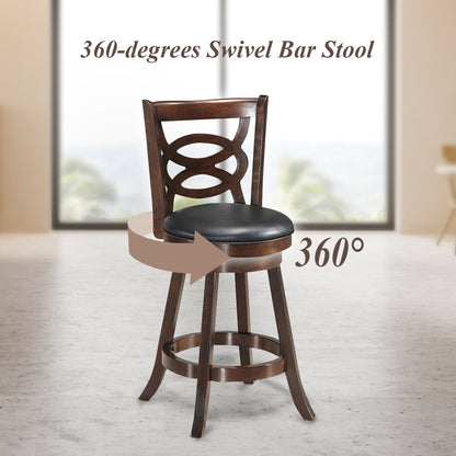 24 Inch Swivel Counter Height Dining Chair with Upholstered Cushion Seat