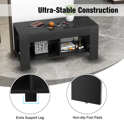 Modern 2-Tier Wooden Coffee Table with Open Storage Shelf for Living Room or Sofa Side