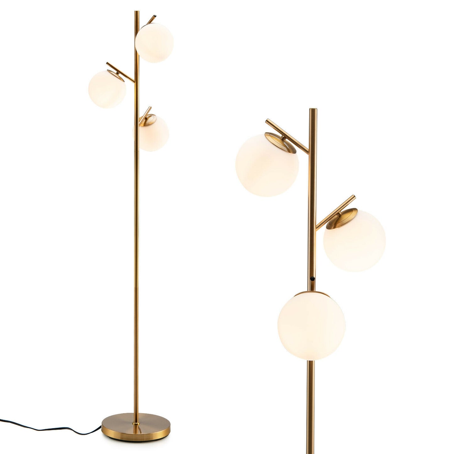 Elegant 3 Globe Floor Lamp with Foot Switch and Glass Shades